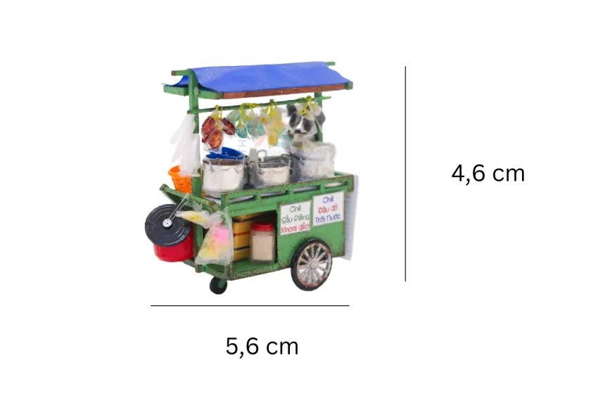 Vietnamese Bean Dessert Cart Magnet, Miniature Vietnamese Street Food Cart, Handmade Vietnamese Souvenirs, Unique Vietnamese Gift