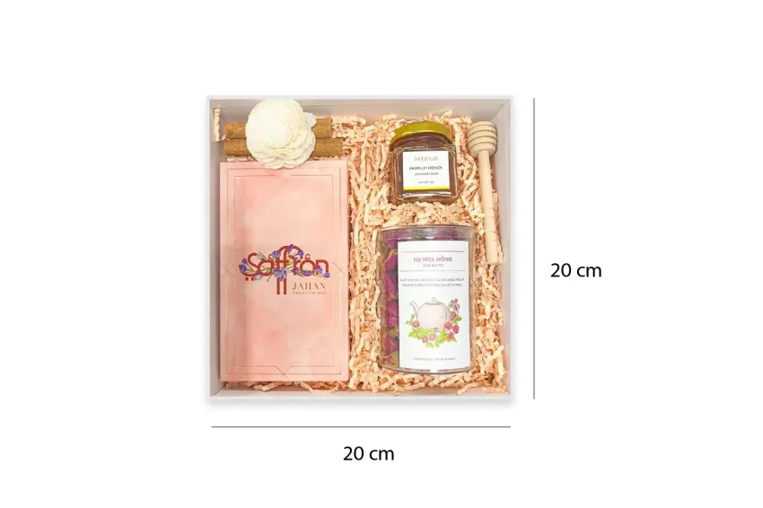 "Pretty Healthy" Gift Box, Nourish Her Body, Saffron, Honey, Rose Bud Tea, Premium Gift Box, Gifts For Her, Health Gift Set, Gifts For Women's Day