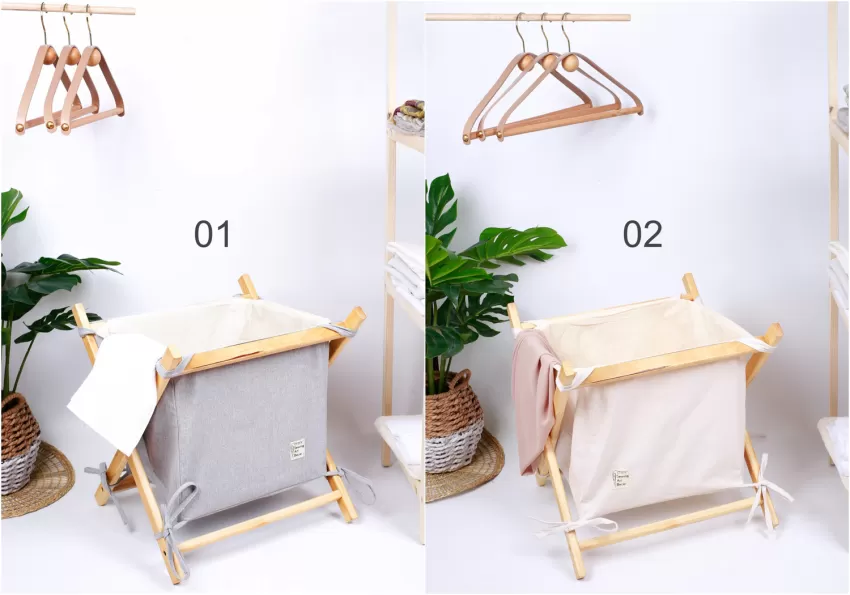 Vintage Storage Bag, Along With Woody Frame (Big Size), Large Dimensions, Easily Foldable and Portable, Durable Material, Home Decor