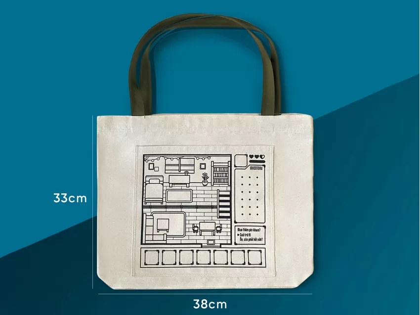 Túi Tote Linen Thiết Kế Độc Quyền, Thiết Kế Trẻ Trung, Đường May Chắc Chắn, Hoạ Tiết Độc Quyền, Chất Liệu Vải Bền Bỉ