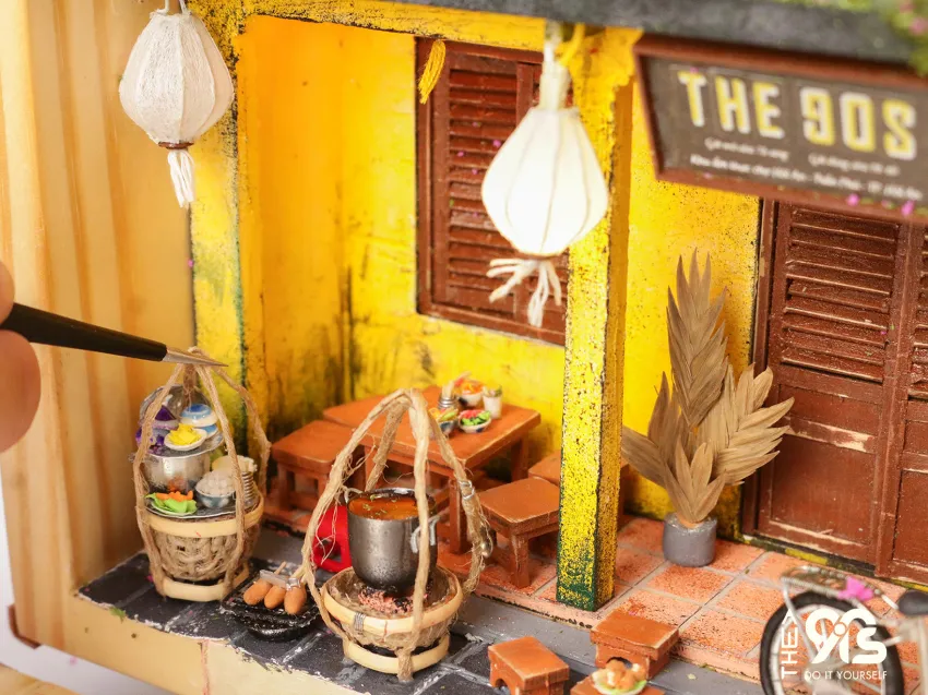 DIY Hoi An Ancient Town, Miniature Vintage Suitcase Model with LED Light, Vietnamese Design