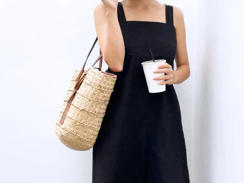 Large Basket Bag, Stylish Straw Bag With Leather Straps, Carry Everything You Need, Perfect Blend Of Style And Functionality, Perfect Gift For Her