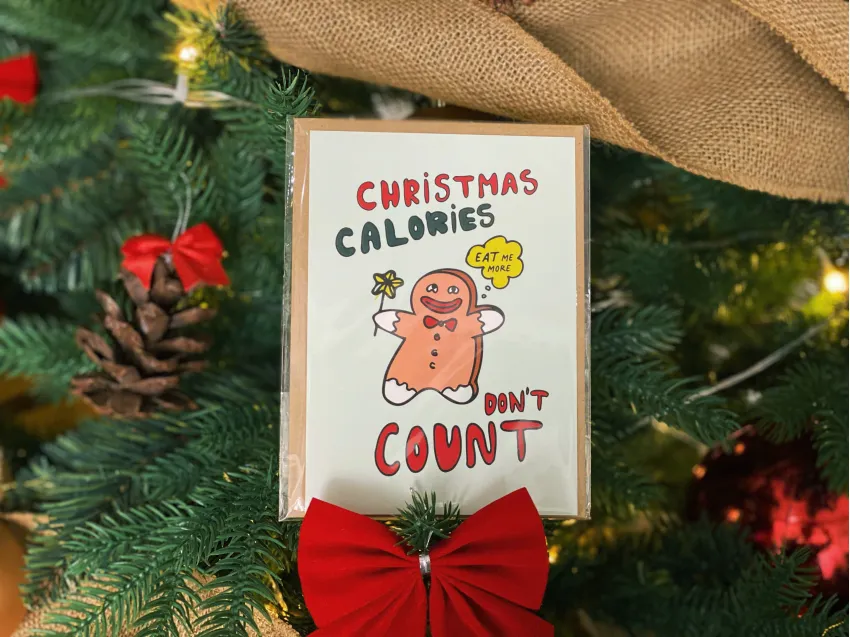 "CALORIES" Christmas Card, Limited Edition, Perfect Way To Spread Holiday Joy, Playful And Festive Design, Unique Christmas Gift