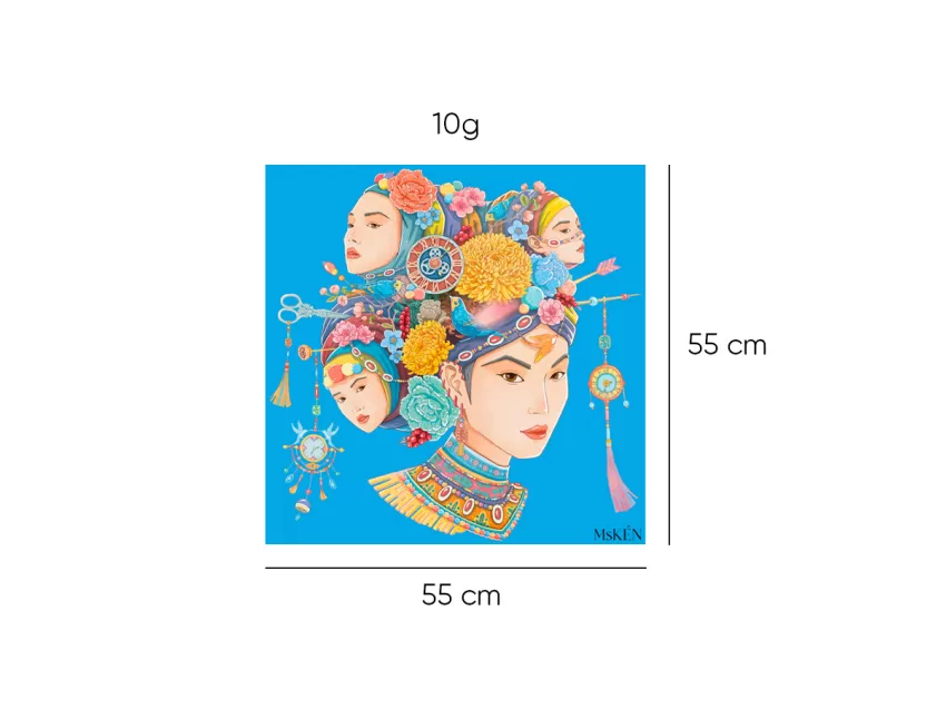 YOUTH 55cm Square Silk Scarf, Vibrant Elegance, Gift for the Stylish Youth, Girlfriend's Playful Accessory