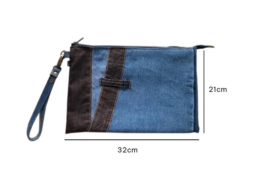 Handmade Recycled Denim Clutch Bag, Sustainable Wallets With Style, Eco-Friendly Fashion, Unique Gifts