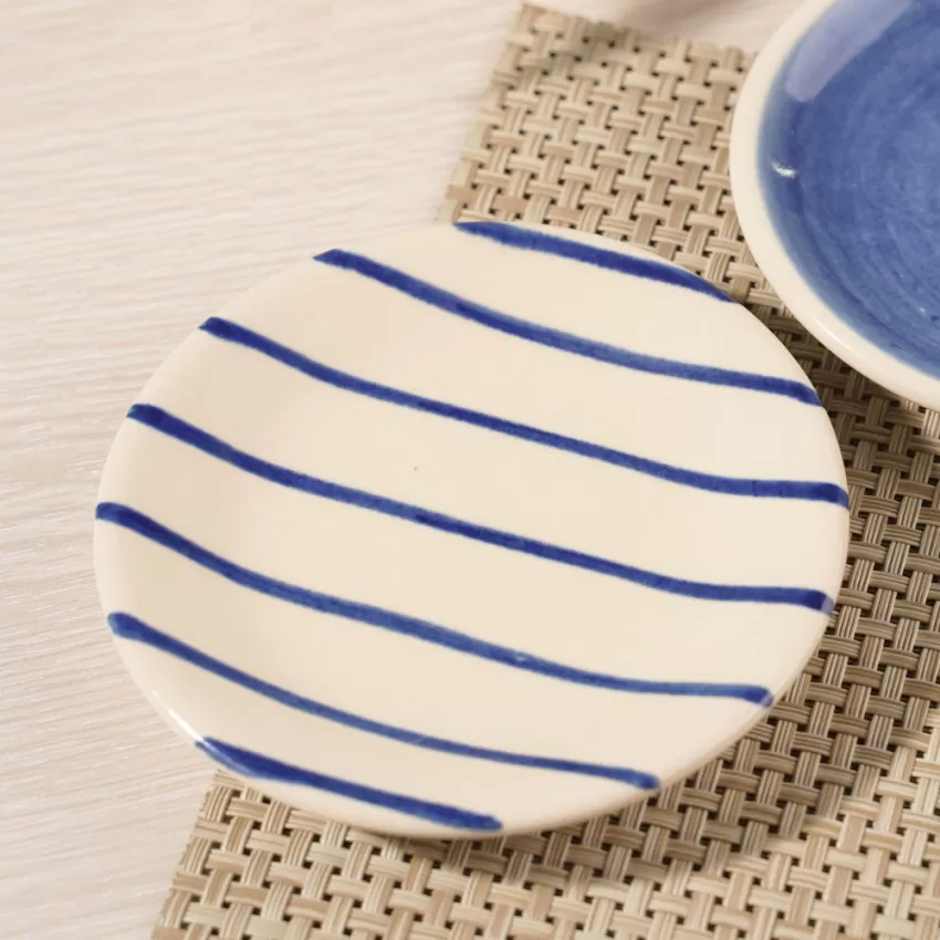 Cream Blue Tone Ceramic Saucer, Vietnamese Ceramics, Household Items, Ceramic, Rustic, Kitchenware, Handmade, Aesthetic, Non-toxic, Decorations, Gift Ideas