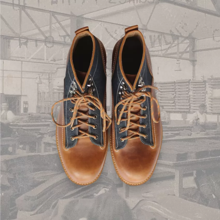 Leather Denim Boots