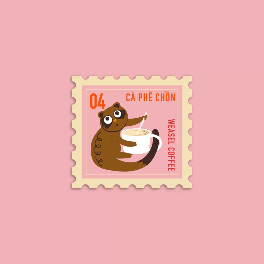 Vietnamese Coffee Stamp Stickers, Authentic Designs, Coffee Lover's Delight, Adhesive Art, Gift for Coffee Enthusiasts, Gift for Creatives, Vietnamese Souvenir