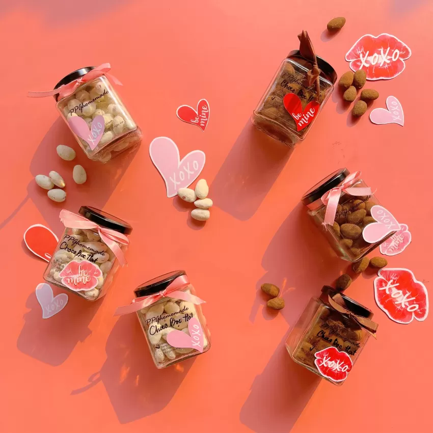 LUV CHOC-A LOT Handmade Chocolate Gift Box, Handmade Chocolate Gift, Chocolate Bark, Chocolate Covered Almonds, Scented Wax Rose, Anniversaries Gift