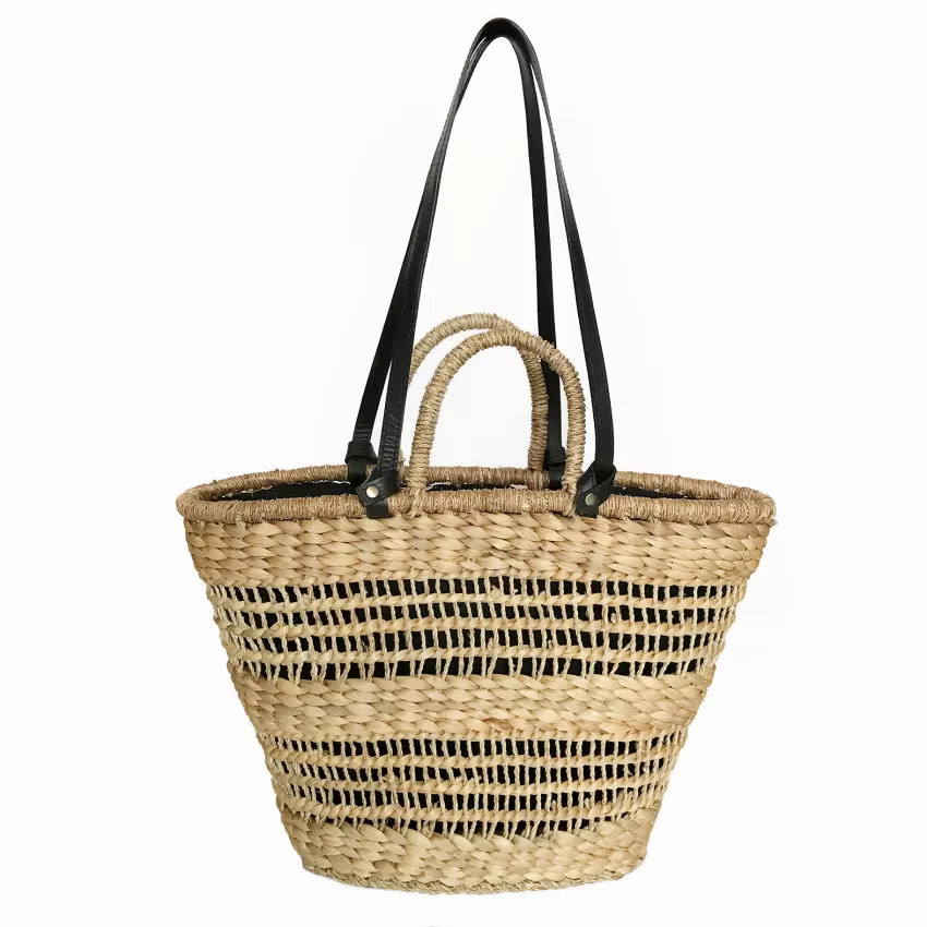 Summer Beach Bag With Leather Strap