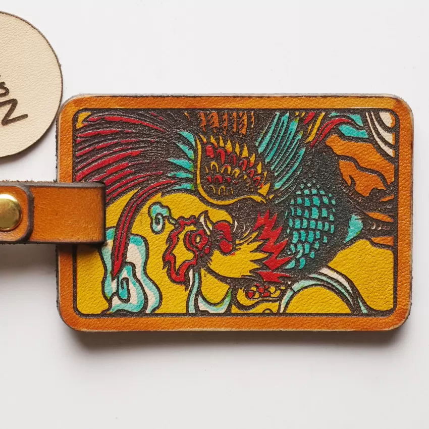 “Rooster” Hand-drawn Leather Keychain, 12 Zodiacs Collection, Personalized Keychain, Zodiac Gift, Artistic Accessory, Personalized Gifts