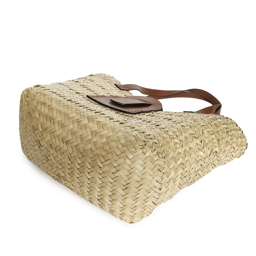 Large Basket Bag, Stylish Straw Bag With Leather Straps, Carry Everything You Need, Perfect Blend Of Style And Functionality, Perfect Gift For Her