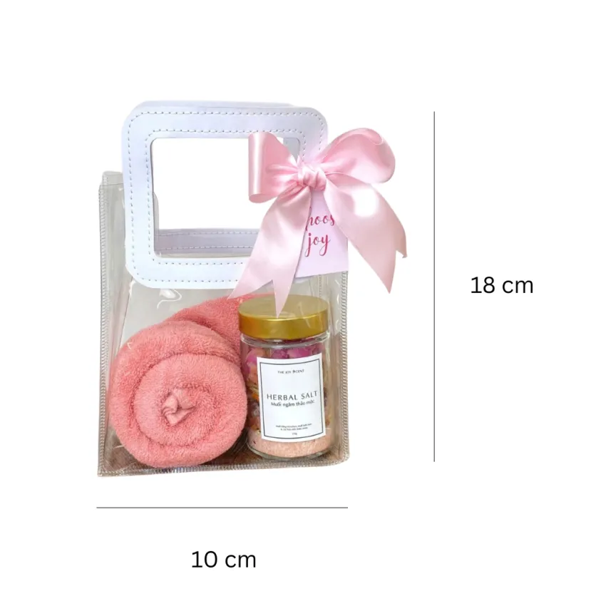 Herbal Bath Bliss Gift Box, A Loving Retreat, Herbal Bath Salts, Bath Towels, Transparent Gift Bag, Gift Boxes for Women, 20th November Gifts