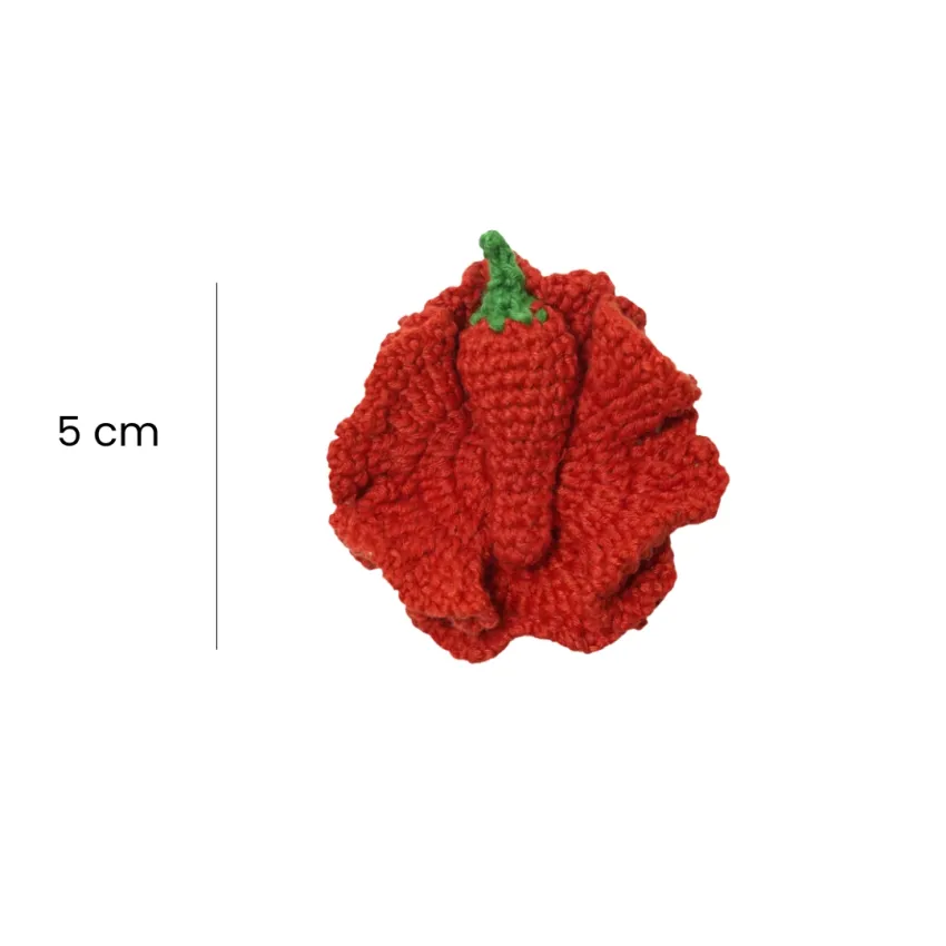 Chili Crocheted Brooch With Gift Box, Unique Accessory, Gift for Women, Handmade Gift, Jewelry Gift, High-End Gift