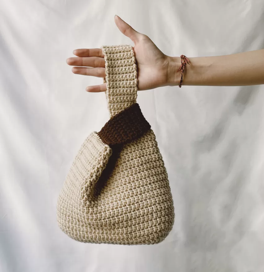  Bacxiu Coffee Brown Crochet Handbag