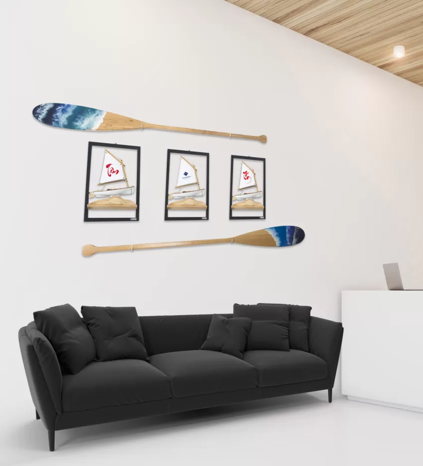 Set Of 3 Models C250.P4, Quote Painting Printed Sail, Lucky Sailboat Model Wall Frame