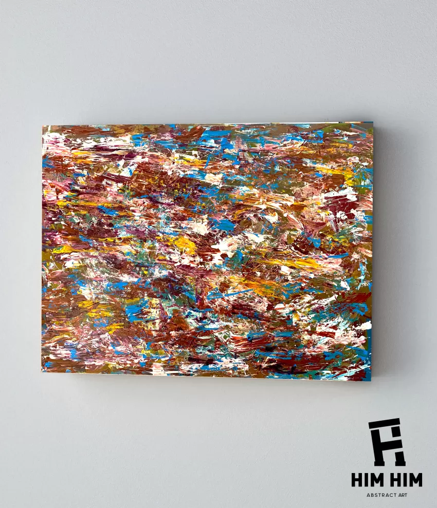 TORN, Hand Drawn Abstract Painting, Strong And Broken Brush Strokes, Diverse Color Palette, Interesting Focal Point For Art Space